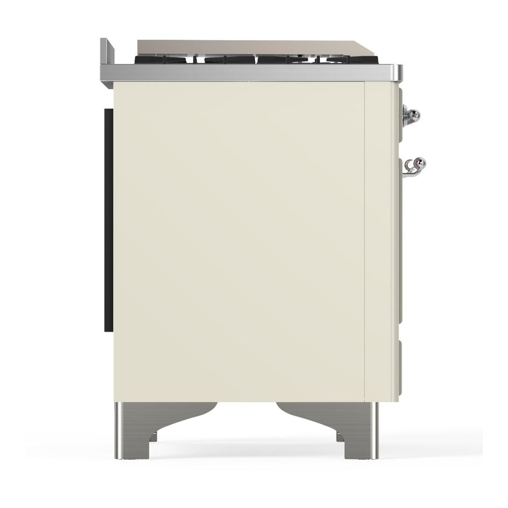 Ilve UM36FNR3AWCLP Ilve Um36Fnr3Awclp Majestic Iii 36 Inch Dual Fuel Range With 6 Black Brass Burners And Griddle, Dual Function Burner Up To 25,000 Btu (Triple Glass Door, Antique White, Chrome, Liquid Propane)