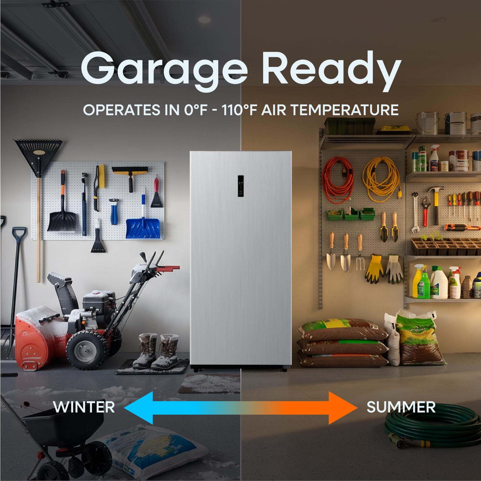 Element Appliance EXUF14CEES Element 14.0 Cu. Ft. Upright Convertible Freezer/Refrigerator - Stainless Steel, Energy Star (Exuf14Cees)