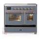 Ilve UMDIB40NR3BGP Ilve Umdib40Nr3Bgp Majestic Iii 40 Inch Induction Range With 6 Elements, 3.82 Cu. Ft. Total Oven Capacity (Triple Glass Door, Blue Grey, Copper)