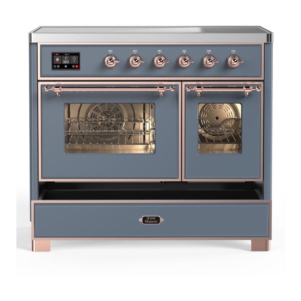 Ilve UMDIB40NR3BGP Ilve Umdib40Nr3Bgp Majestic Iii 40 Inch Induction Range With 6 Elements, 3.82 Cu. Ft. Total Oven Capacity (Triple Glass Door, Blue Grey, Copper)