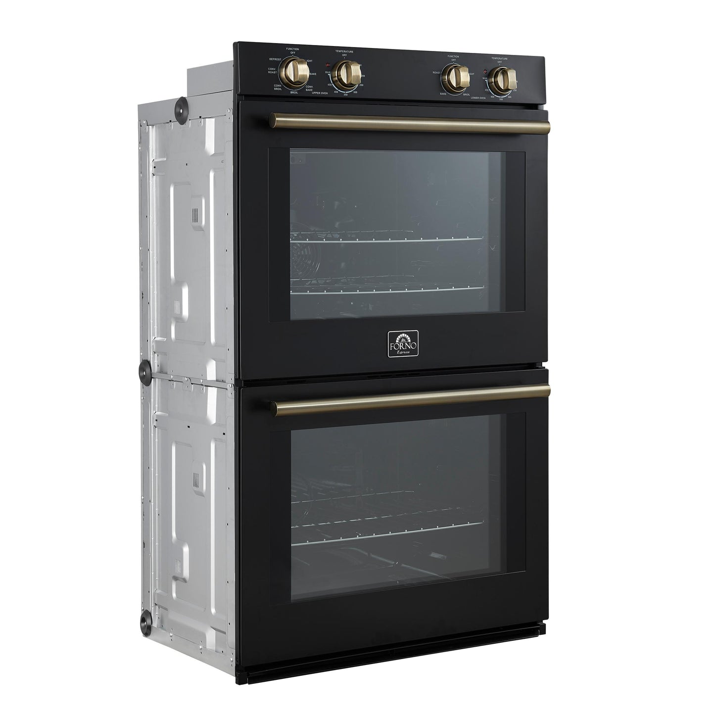 Forno FBOEL132430BLK Forno Vomero 30-Inch Double Wall Oven, Black, 10 Cu.Ft Total Capacity, 7100W Convection, Mechanical Controls, Manuel Steam Clean