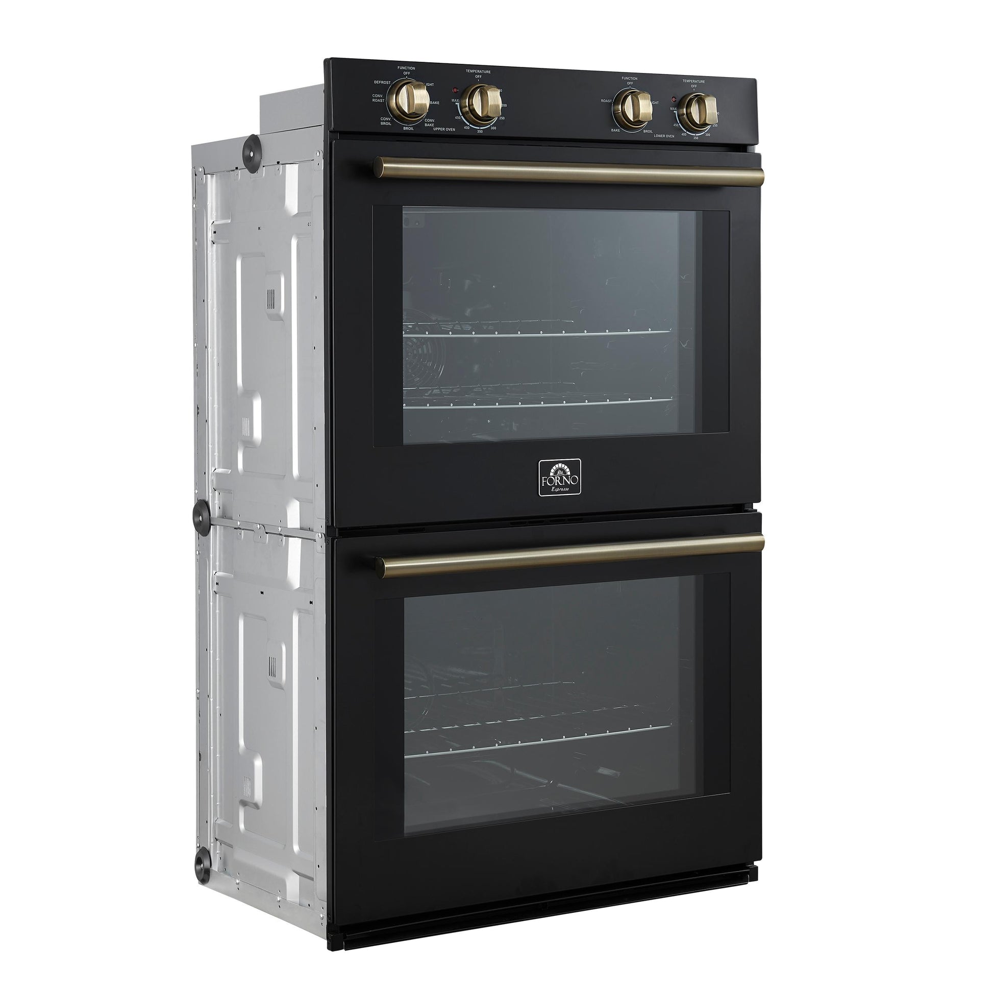 Forno FBOEL132430BLK Forno Vomero 30-Inch Double Wall Oven, Black, 10 Cu.Ft Total Capacity, 7100W Convection, Mechanical Controls, Manuel Steam Clean