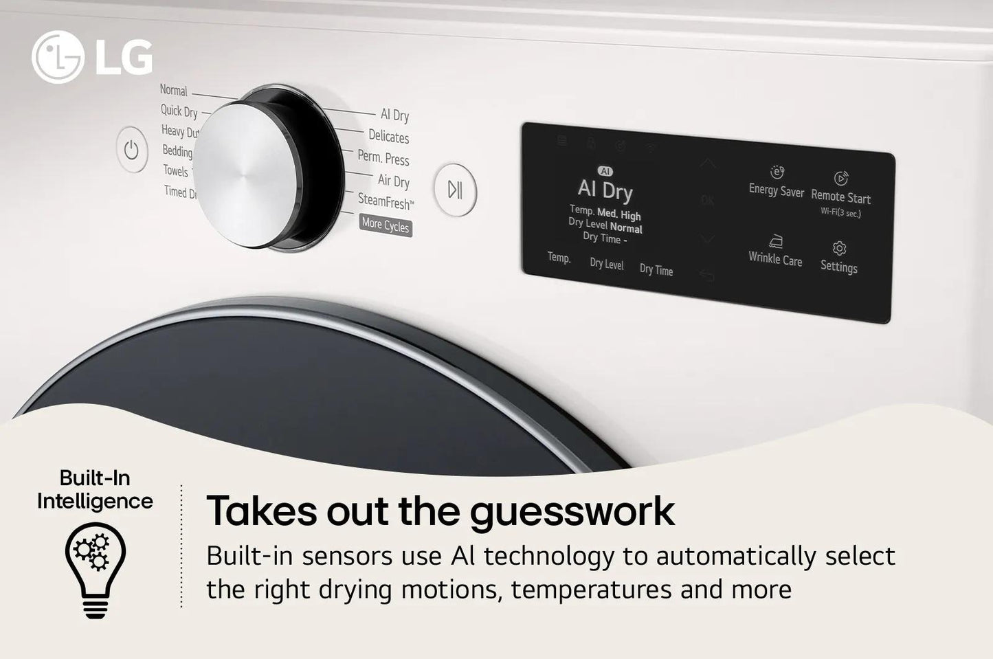 Lg DLEX5800A 7.4 Cu. Ft. Ultra Large Capacity Smart Front Load Electric Dryer With Turbosteam®, Ai Sensing And Hybrid Electronic Controls With Lcd Display