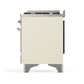 Ilve UM48FNR3AWCLP Ilve Um48Fnr3Awclp Majestic Iii 48 Inch Dual Fuel Range With 8 Burners And Griddle, Dual Function Burner Up To 25,000 Btu (Liquid Propane, Triple Glass Door, Antique White, Chrome)