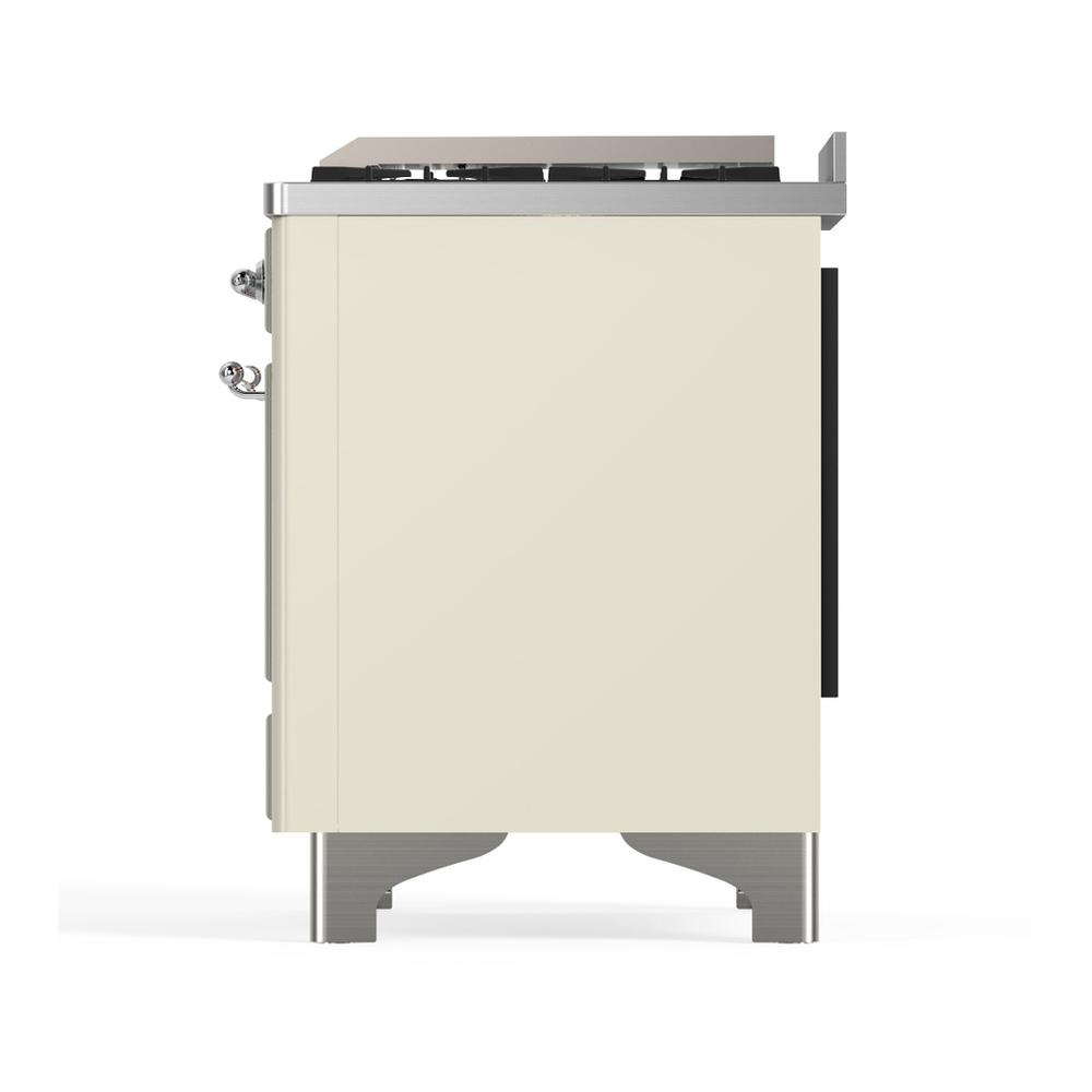 Ilve UM48FNR3AWCLP Ilve Um48Fnr3Awclp Majestic Iii 48 Inch Dual Fuel Range With 8 Burners And Griddle, Dual Function Burner Up To 25,000 Btu (Liquid Propane, Triple Glass Door, Antique White, Chrome)