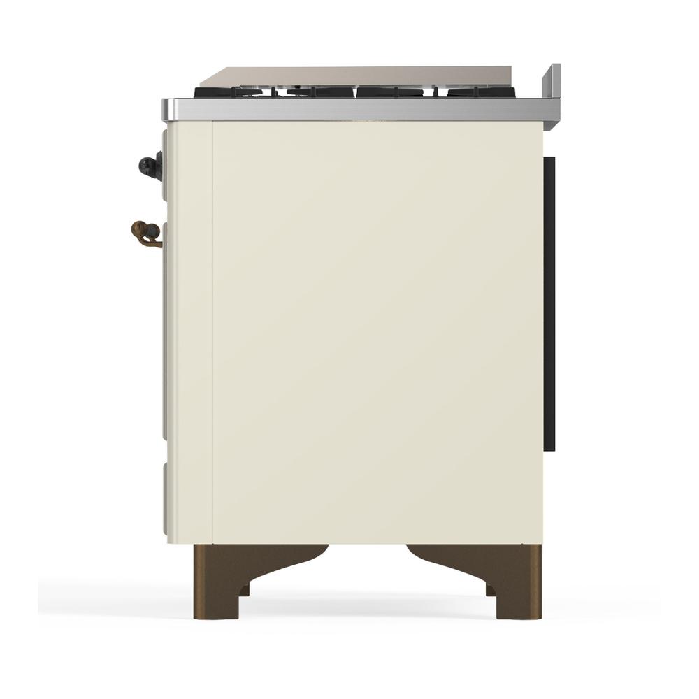 Ilve UM36FNR3AWB Ilve Um36Fnr3Awb Majestic Iii 36 Inch Dual Fuel Range With 6 Black Brass Burners And Griddle, Dual Function Burner Up To 25,000 Btu (Triple Glass Door, Antique White, Burnished, Natural Gas)