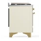 Ilve UM60FQNR3AWGLP Ilve Um60Fqnr3Awglp Majestic Iii 60 Inch Dual Fuel Range With 9 Burners And Griddle, Dual Function Burner Up To 25,000 Btu (Liquid Propane, Solid Door, Antique White, Brass)