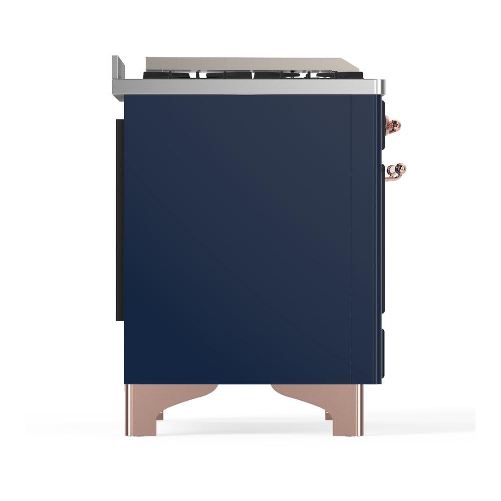 Ilve UMD40FNR3MBPLP Ilve Umd40Fnr3Mbplp Majestic Iii 40 Inch Dual Fuel Range With 6 Burners And Griddle, Dual Function Burner Up To 25,000 Btu (Liquid Propane, Triple Glass Door, Midnight Blue, Copper)