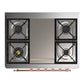 Ilve UM36FNR3BGP Ilve Um36Fnr3Bgp Majestic Iii 36 Inch Dual Fuel Range With 6 Black Brass Burners And Griddle, Dual Function Burner Up To 25,000 Btu (Triple Glass Door, Blue Grey, Copper, Natural Gas)