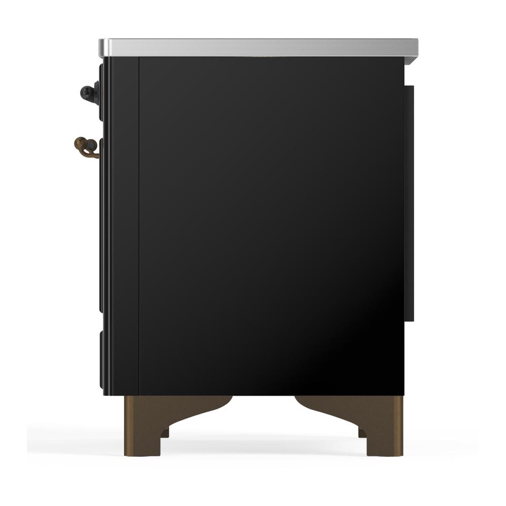 Ilve UMDIB40NR3BKB Ilve Umdib40Nr3Bkb Majestic Iii 40 Inch Induction Range With 6 Elements, 3.82 Cu. Ft. Total Oven Capacity (Triple Glass Door, Glossy Black, Burnished)