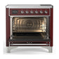Ilve UMIB36NR3BUC Ilve Umib36Nr3Buc Majestic Iii 36 Inch Induction Range With 6 Elements, 3.5 Cu. Ft. Total Oven Capacity (Triple Glass Door, Burgundy, Chrome)