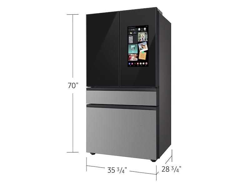 Samsung RF23BB8900QK Bespoke Counter Depth 4-Door French Door Refrigerator (23 Cu. Ft.) - In Charcoal Glass Top And Family Hub™ Panels With Stainless Steel Middle And Bottom Panels