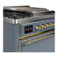 Ilve UM36FQNR3BGGLP Ilve Um36Fqnr3Bgglp Majestic Iii 36 Inch Dual Fuel Range With 6 Black Brass Burners And Griddle, Dual Function Burner Up To 25,000 Btu (Solid Door, Blue Grey, Brass, Liquid Propane)