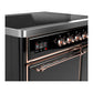 Ilve UMDIB40QNR3BKP Ilve Umdib40Qnr3Bkp Majestic Iii 40 Inch Induction Range With 6 Elements, 3.82 Cu. Ft. Total Oven Capacity (Solid Door, Glossy Black, Copper)