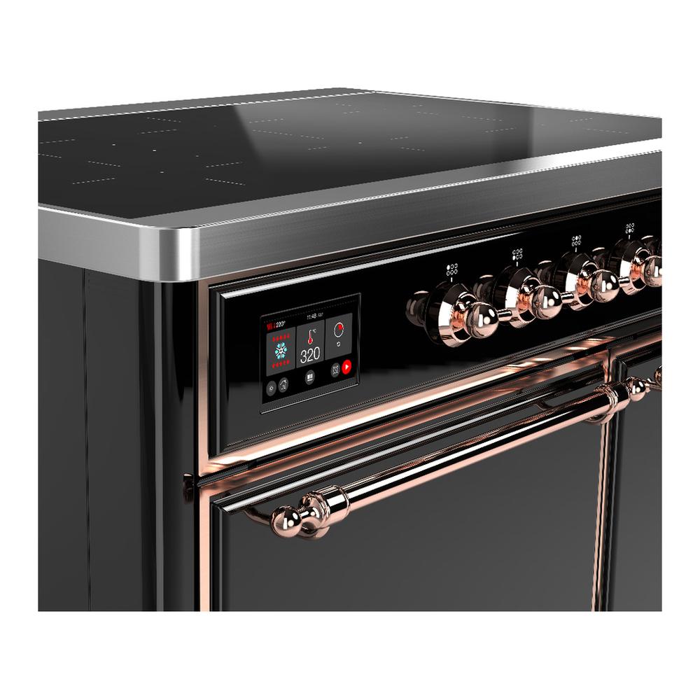 Ilve UMDIB40QNR3BKP Ilve Umdib40Qnr3Bkp Majestic Iii 40 Inch Induction Range With 6 Elements, 3.82 Cu. Ft. Total Oven Capacity (Solid Door, Glossy Black, Copper)