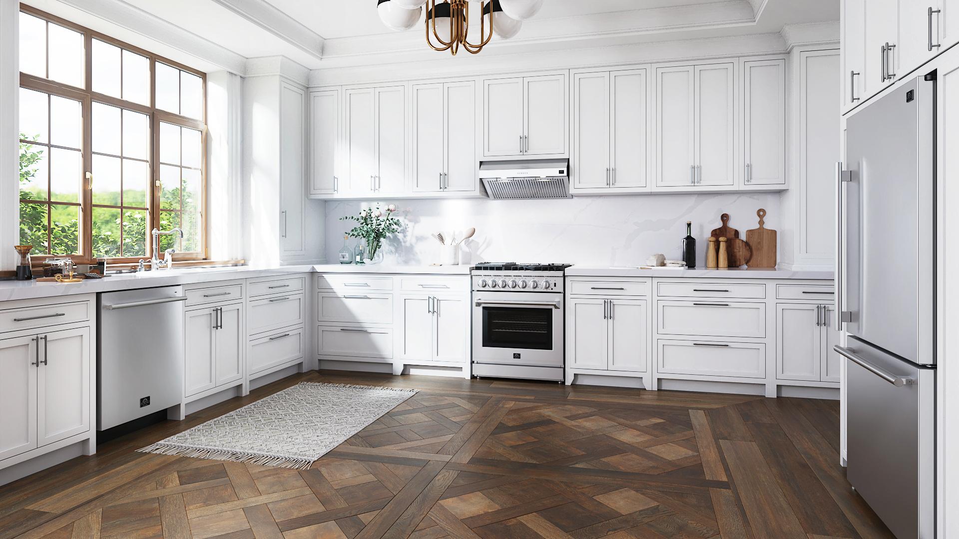 Forno FFFFD178531S Forno Milano Espresso 31-Inch Bottom Freezer Refrigerator, Stainless Steel, 17.2 Cu.Ft Capacity, Right Swing Door, Energy Efficient