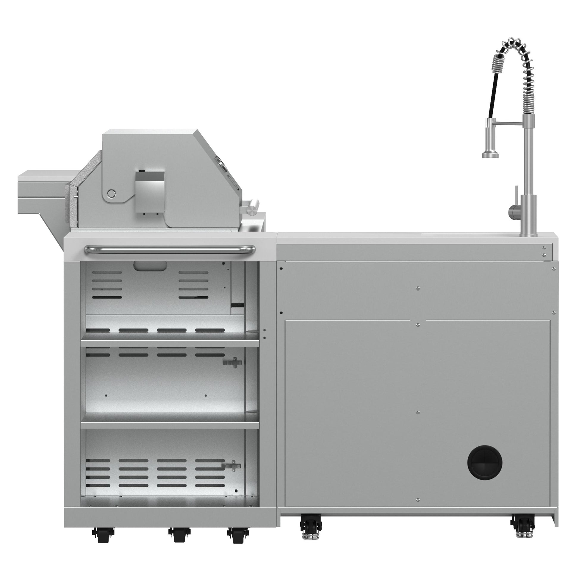 Forno FODKT2520WHT Forno Bulnes 40-Inch Bbq, 95,000 Btu, 5 Burners, Sear & Rotisserie Infrared With Side Burner, Stainless Steel Outdoor Kitchen With 1.8 Cu.Ft. Beverage Center & White Sintered Stone Countertops