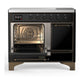 Ilve UMDIB40QNR3BKB Ilve Umdib40Qnr3Bkb Majestic Iii 40 Inch Induction Range With 6 Elements, 3.82 Cu. Ft. Total Oven Capacity (Solid Door, Glossy Black, Burnished)