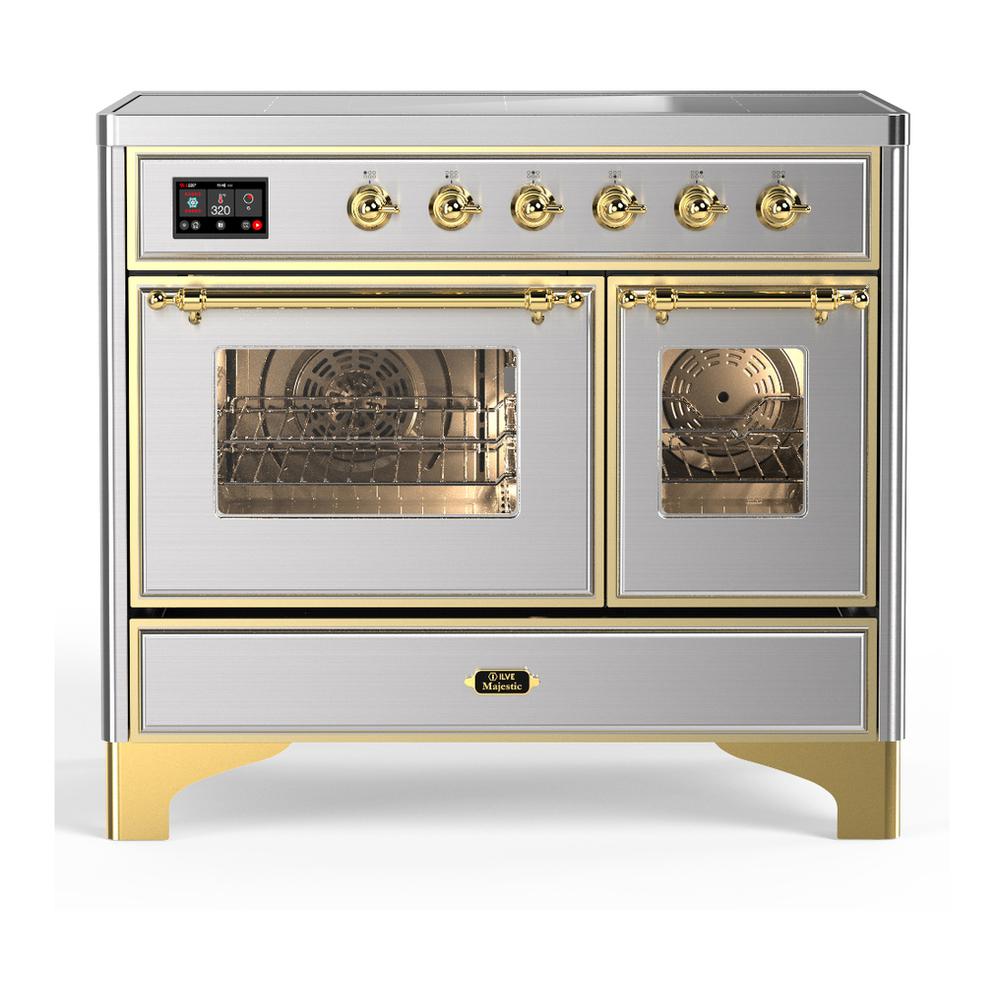 Ilve UMDIB40NR3SSG Ilve Umdib40Nr3Ssg Majestic Iii 40 Inch Induction Range With 6 Elements, 3.82 Cu. Ft. Total Oven Capacity (Triple Glass Door, Stainless Steel, Brass)