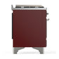 Ilve UMD40FNR3BUCLP Ilve Umd40Fnr3Buclp Majestic Iii 40 Inch Dual Fuel Range With 6 Burners And Griddle, Dual Function Burner Up To 25,000 Btu (Liquid Propane, Triple Glass Door, Burgundy, Chrome)