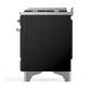 Ilve UM48FQNR3BKC Ilve Um48Fqnr3Bkc Majestic Iii 48 Inch Dual Fuel Range With 8 Burners And Griddle, Dual Function Burner Up To 25,000 Btu (Natural Gas, Solid Door, Glossy Black, Chrome)