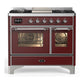 Ilve UMD40FNR3BUC Ilve Umd40Fnr3Buc Majestic Iii 40 Inch Dual Fuel Range With 6 Burners And Griddle, Dual Function Burner Up To 25,000 Btu (Natural Gas, Triple Glass Door, Burgundy, Chrome)