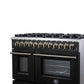 Forno FFSGS612548BLK Forno Massimo 48 Inch Freestanding Dual Fuel Range In Black With Antique Brass Accessories, 8 Burners, 6.58 Cu. Ft. Convection Oven