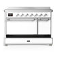 Ilve UMIB48QNR3WHC Ilve Umib48Qnr3Whc Majestic Iii 48 Inch Induction Range With 6 Elements, 5.02 Cu. Ft. Total Oven Capacity (Solid Door, White, Chrome)