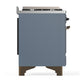 Ilve UM36FNR3BGB Ilve Um36Fnr3Bgb Majestic Iii 36 Inch Dual Fuel Range With 6 Black Brass Burners And Griddle, Dual Function Burner Up To 25,000 Btu (Triple Glass Door, Blue Grey, Burnished, Natural Gas)
