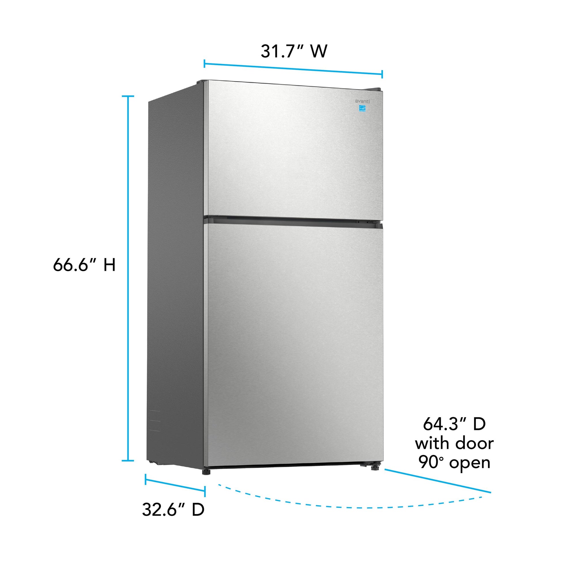 Avanti AVFF24DLJM0SS Avanti Maxxspace Insulation™ Technology Garage-Ready Frost-Free Ice Maker-Ready Refrigerator, 24 Cu. Ft., Energy Star, Stainless Steel Look (Avff24Dljm0Ss)