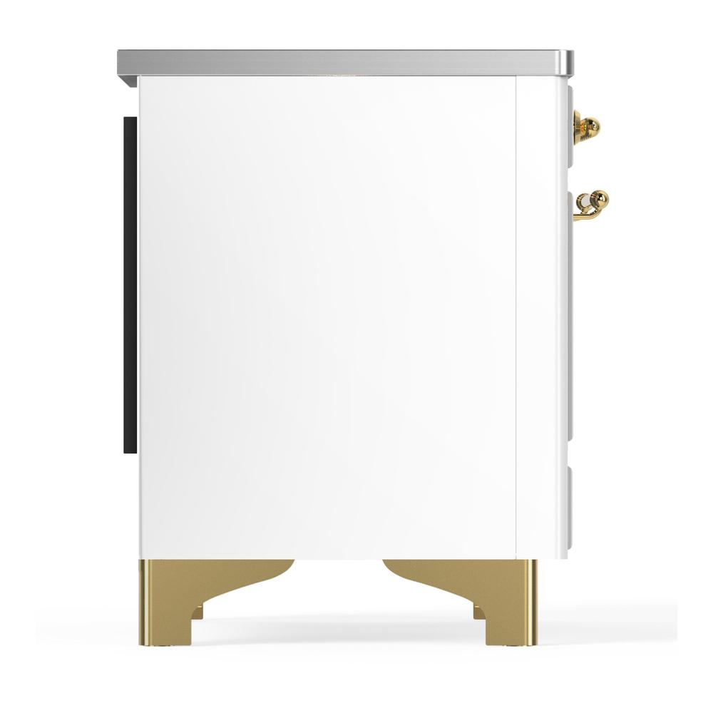 Ilve UMIB36QNR3WHG Ilve Umib36Qnr3Whg Majestic Iii 36 Inch Induction Range With 6 Elements, 3.5 Cu. Ft. Total Oven Capacity (Solid Door, White, Brass)