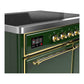 Ilve UMDIB40QNR3EGG Ilve Umdib40Qnr3Egg Majestic Iii 40 Inch Induction Range With 6 Elements, 3.82 Cu. Ft. Total Oven Capacity (Solid Door, Emerald Green, Brass)