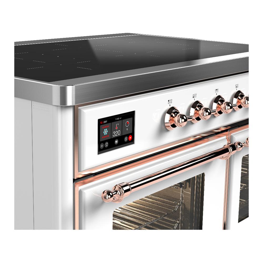Ilve UMDIB40NR3WHP Ilve Umdib40Nr3Whp Majestic Iii 40 Inch Induction Range With 6 Elements, 3.82 Cu. Ft. Total Oven Capacity (Triple Glass Door, White, Copper)