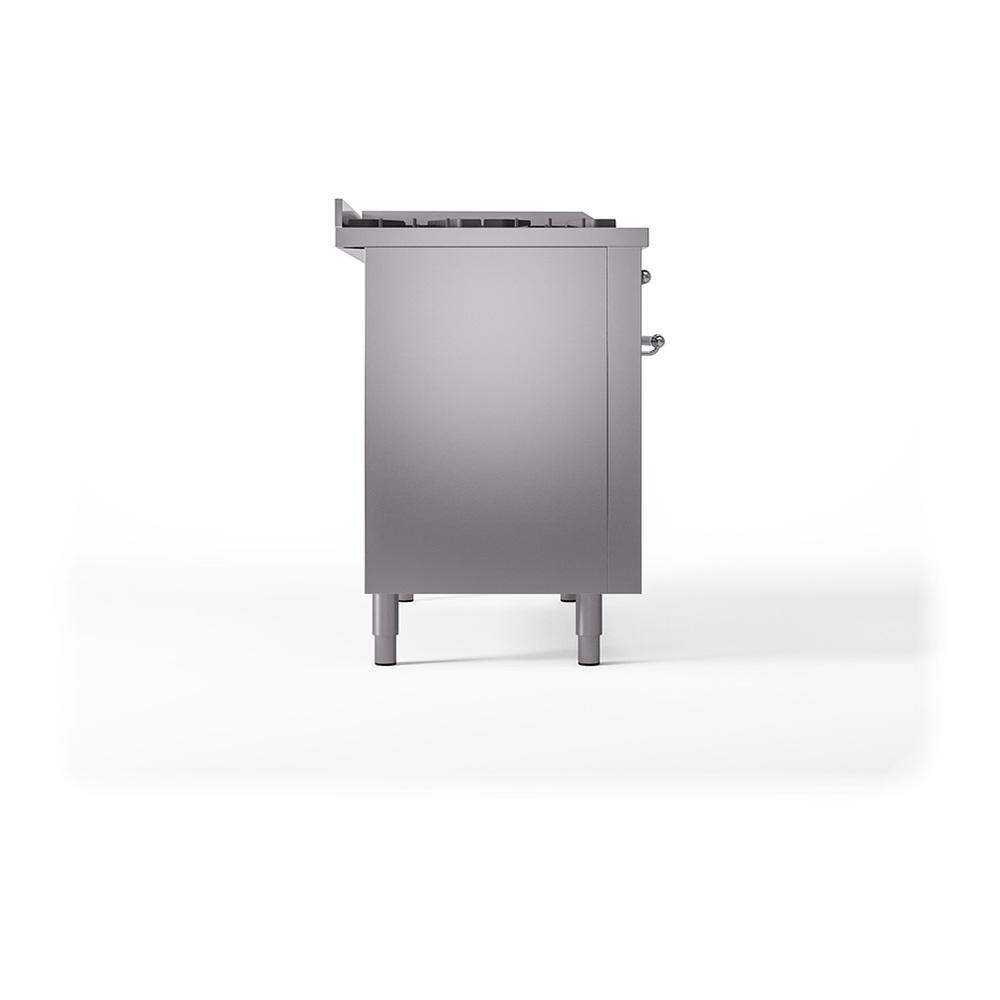 Ilve UN48FSQNMPSSCLP Ilve Un48Fsqnmpssclp Nostalgie Ii Noblesse 48" Dual Fuel Range (5 Sealed Burners + Griddle + French Top, Liquid Propane, Solid Door, Stainless Steel, Chrome)