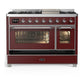 Ilve UM48FNR3BUCLP Ilve Um48Fnr3Buclp Majestic Iii 48 Inch Dual Fuel Range With 8 Burners And Griddle, Dual Function Burner Up To 25,000 Btu (Liquid Propane, Triple Glass Door, Burgundy, Chrome)