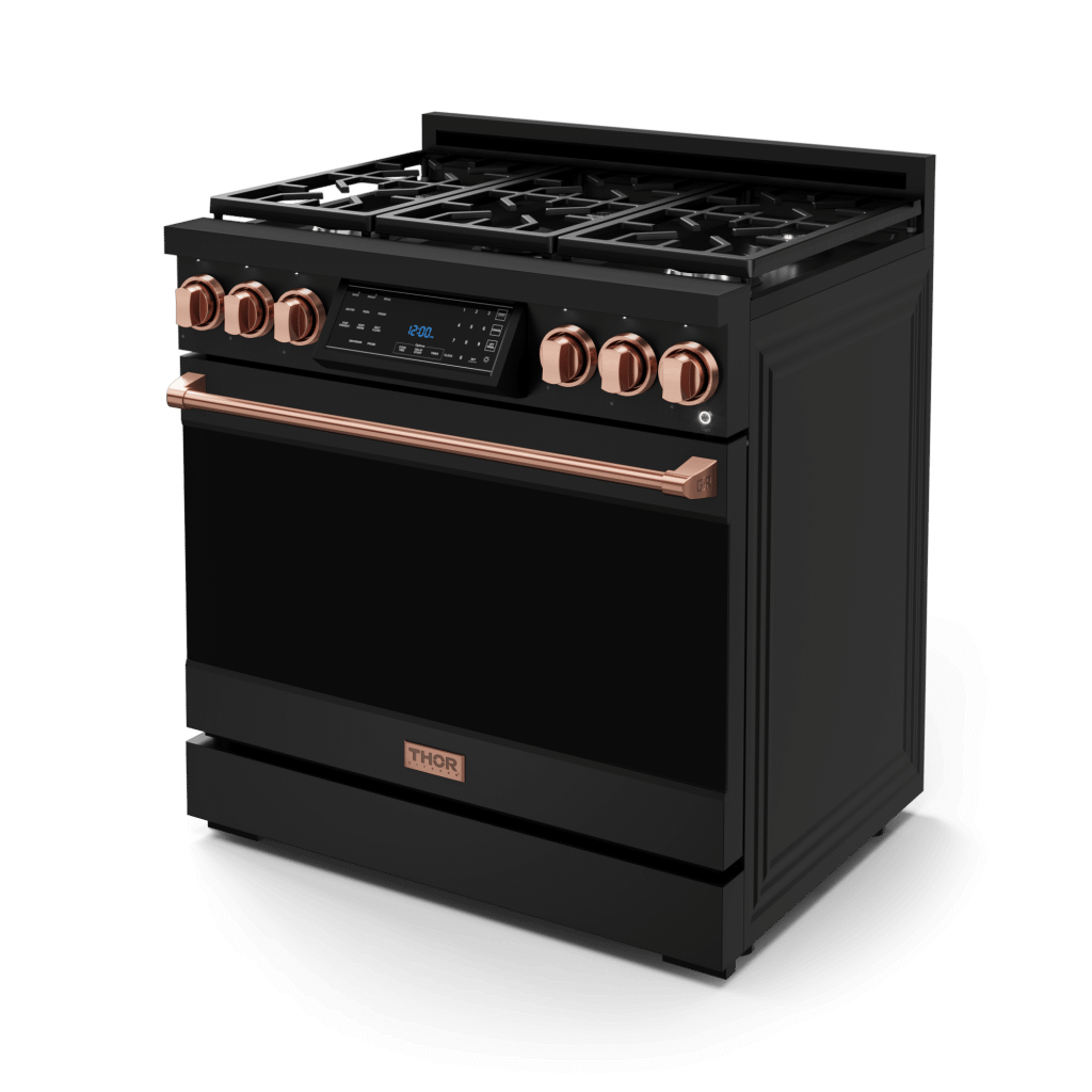 Thor Kitchen RSG36BRSG 36 Inch Professional Gas Range With Tilt Panel Touch Control In Black/Rose Gold Gordon Ramsay Series - Rsg36B-Rsg