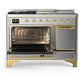 Ilve UM48FSQNR3SSGLP Ilve Um48Fsqnr3Ssglp Majestic Iii 48 Inch Dual Fuel Range With 5 Black Brass Burners, Griddle And French Top, Dual Function Burner Up To 25,000 Btu (Liquid Propane, Solid Door, Stainless Steel, Brass)