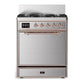 Ilve UM30QNR3SSP Ilve Um30Qnr3Ssp Majestic Iii 30 Inch Dual Fuel Range With 5 Black Brass Burners, Dual Function Burner Up To 25,000 Btu (Natural Gas, Solid Door, Stainless Steel, Copper)