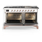 Ilve UM60FNR3WHP Ilve Um60Fnr3Whp Majestic Iii 60 Inch Dual Fuel Range With 9 Burners And Griddle, Dual Function Burner Up To 25,000 Btu (Natural Gas, Triple Glass Door, White, Copper)