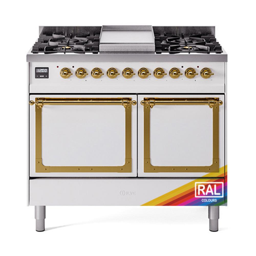 Ilve UND40FQNMPRAGLP Ilve Und40Fqnmpraglp Nostalgie Ii Noblesse 40" Dual Fuel Range (Liquid Propane, Solid Door, Ral, Brass)