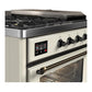 Ilve UM48FSNR3AWBLP Ilve Um48Fsnr3Awblp Majestic Iii 48 Inch Dual Fuel Range With 5 Black Brass Burners, Griddle And French Top, Dual Function Burner Up To 25,000 Btu (Liquid Propane, Triple Glass Door, Antique White, Burnished)