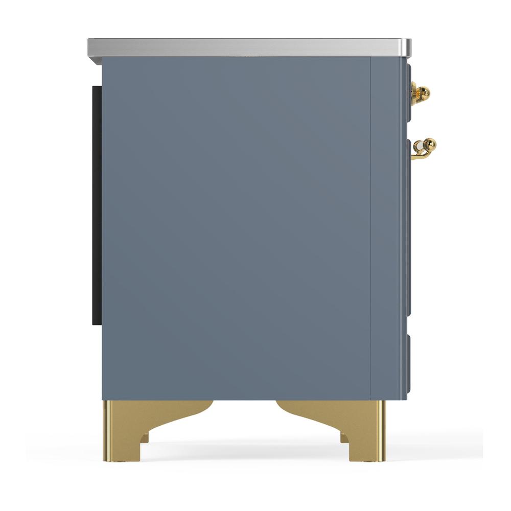 Ilve UMDIB40NR3BGG Ilve Umdib40Nr3Bgg Majestic Iii 40 Inch Induction Range With 6 Elements, 3.82 Cu. Ft. Total Oven Capacity (Triple Glass Door, Blue Grey, Brass)