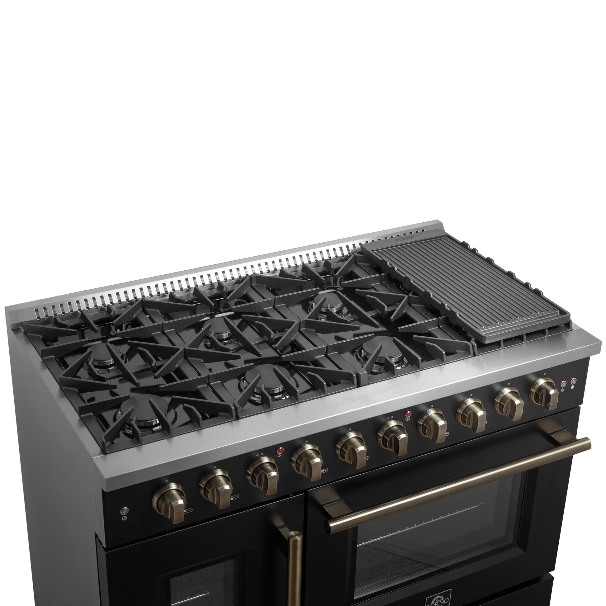 Forno FFSGS644448BLK Forno Galiano 48" Freestanding French Door Gas Range In Black