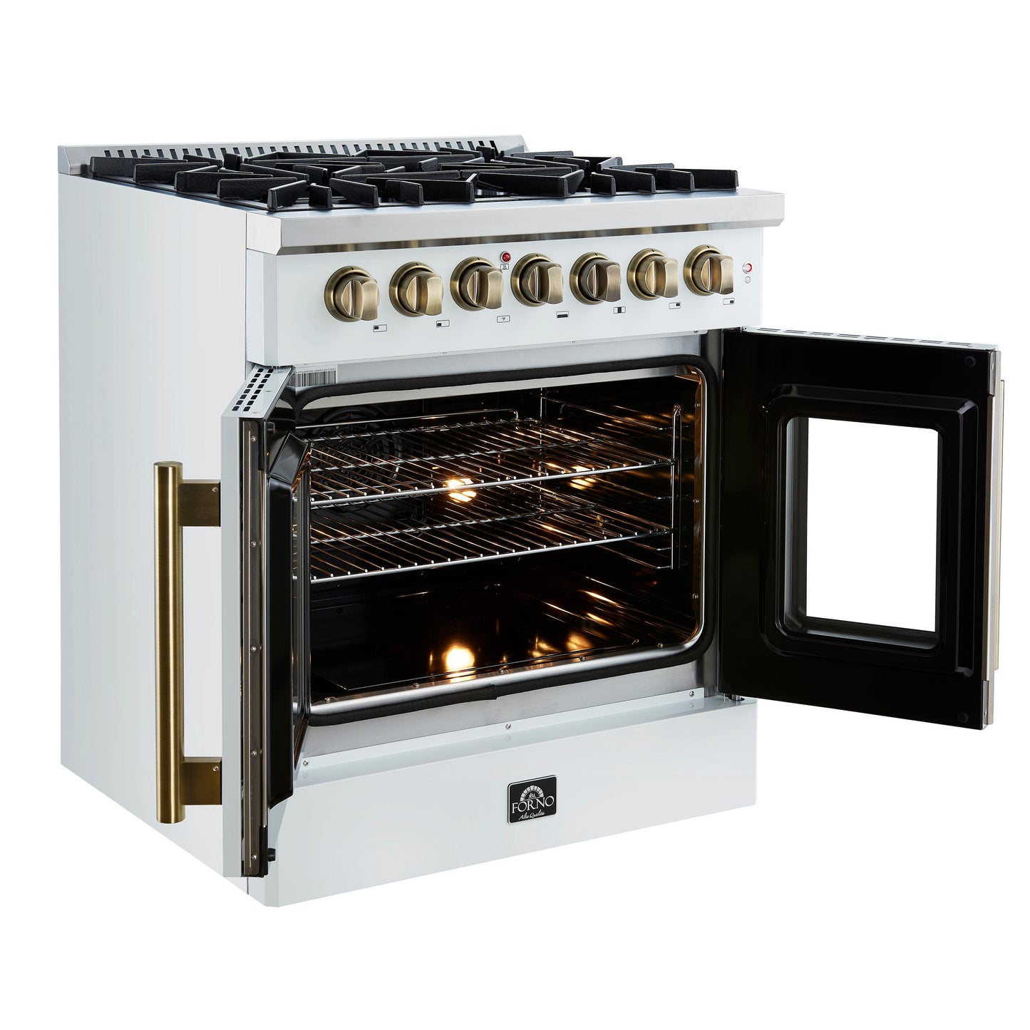 Forno FFSGS635630WHT Forno Galiano 30-Inch Freestanding French Door Dual Fuel Range White
