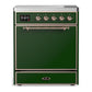 Ilve UMIB30QNR3EGP Ilve Umib30Qnr3Egp Majestic Iii 30 Inch Induction Range With 4 Elements, 4 Cu. Ft. Oven Capacity (Solid Door, Emerald Green, Copper)