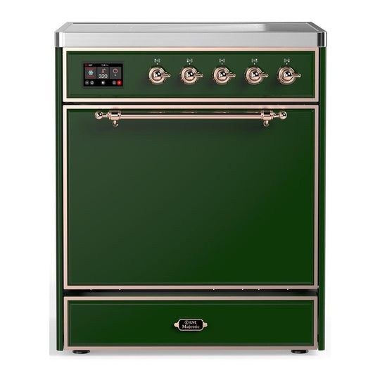 Ilve UMIB30QNR3EGP Ilve Umib30Qnr3Egp Majestic Iii 30 Inch Induction Range With 4 Elements, 4 Cu. Ft. Oven Capacity (Solid Door, Emerald Green, Copper)