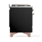 Ilve UM48FSNR3BKP Ilve Um48Fsnr3Bkp Majestic Iii 48 Inch Dual Fuel Range With 5 Black Brass Burners, Griddle And French Top, Dual Function Burner Up To 25,000 Btu (Natural Gas, Triple Glass Door, Glossy Black, Copper)