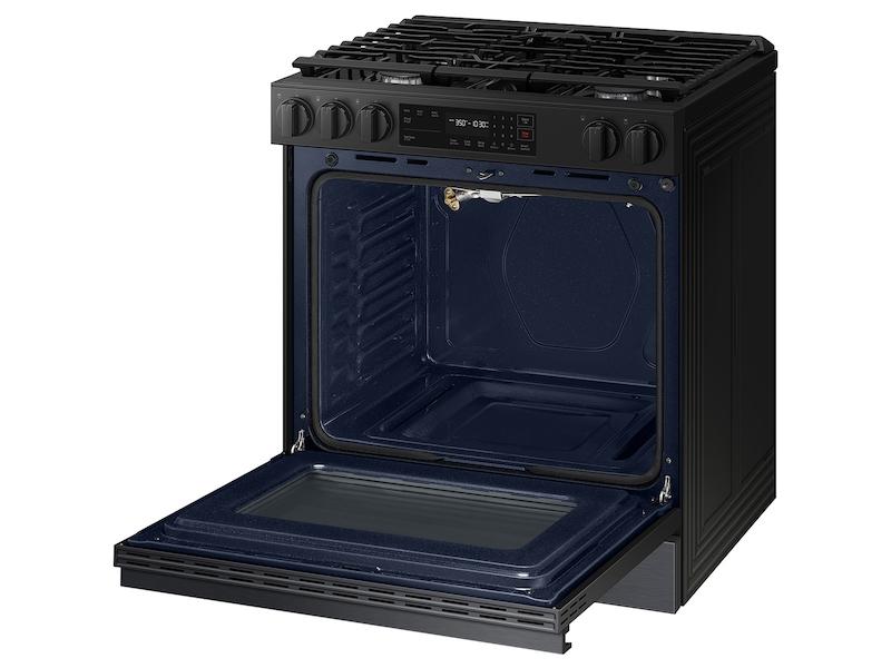 Samsung NSG6DG8100MT Bespoke 6.0 Cu. Ft. Smart Slide-In Gas Range With Precision Knobs In Matte Black Steel