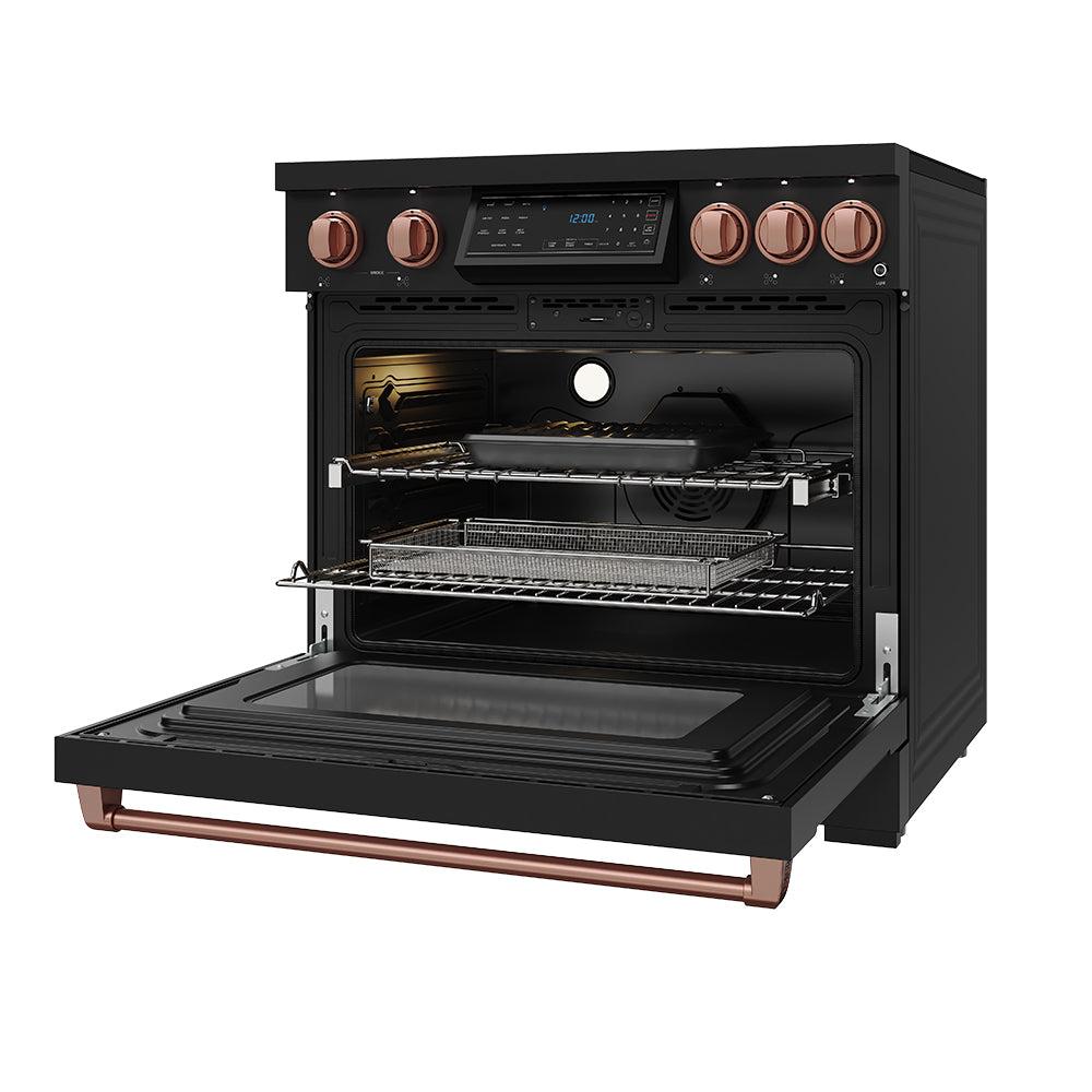 Thor Kitchen RSI36BRSG 36 Inch Professional Induction Range With Tilt Panel Touch Control In Black And Rose Gold Gordon Ramsay Series
