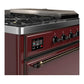 Ilve UM48FSQNR3BUB Ilve Um48Fsqnr3Bub Majestic Iii 48 Inch Dual Fuel Range With 5 Black Brass Burners, Griddle And French Top, Dual Function Burner Up To 25,000 Btu (Natural Gas, Solid Door, Burgundy, Burnished)